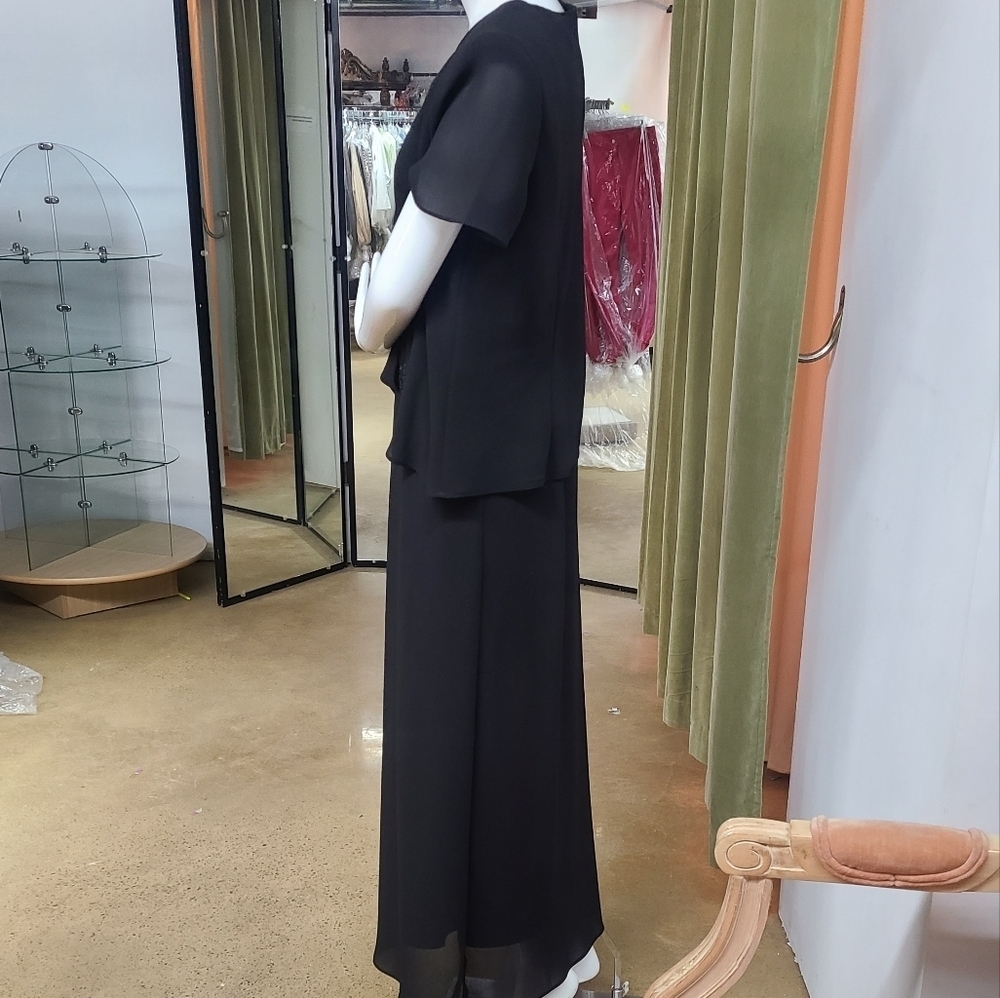 Tradition Little Black Maxi Dress Sequin Applique Evening Dress Size 14 - Picture 9 of 12
